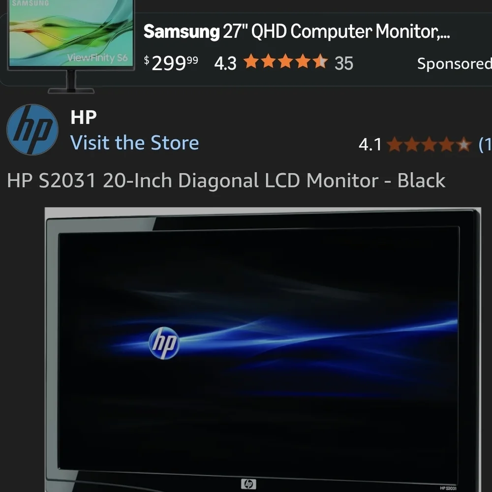 HP S2031 LCD Monitor - Black